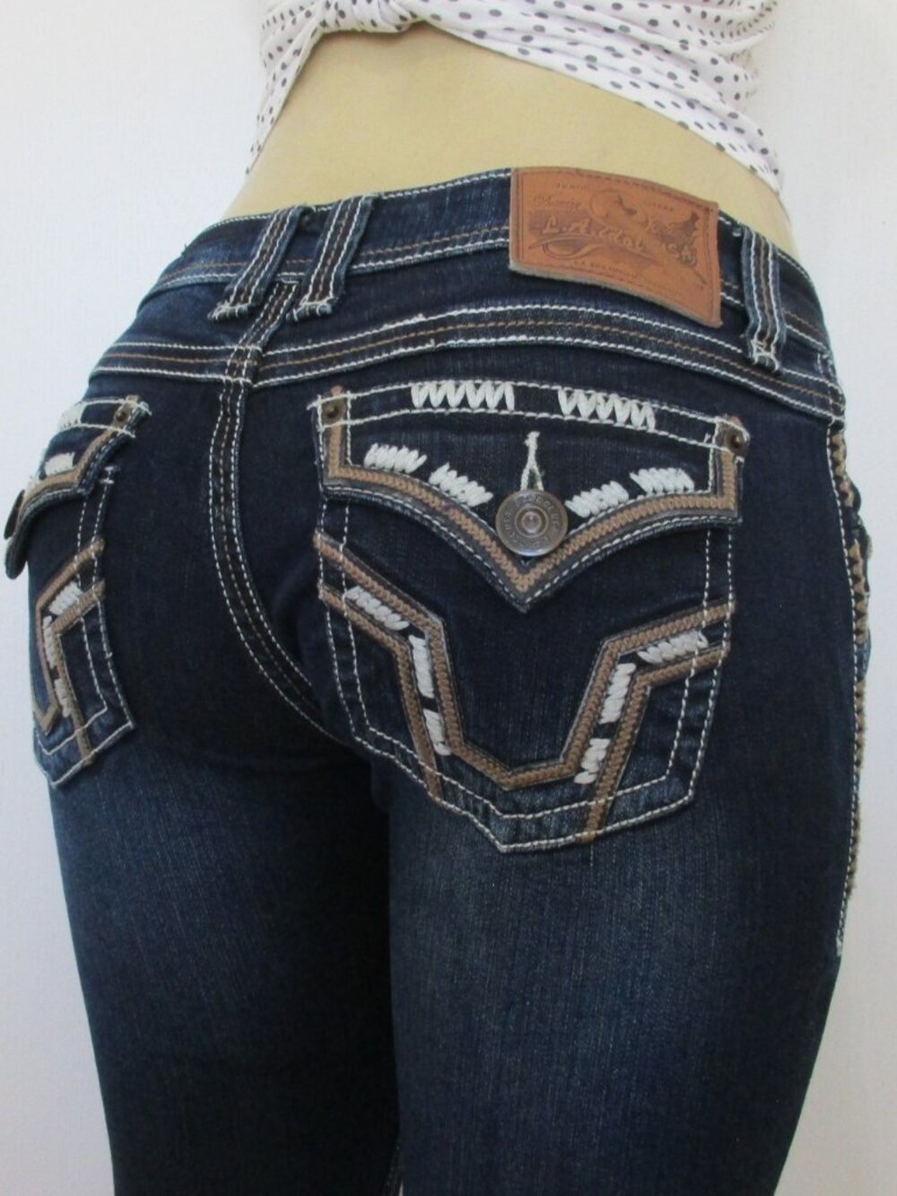 LA IDOL Jeans Size 5 Low Rise Dark Blue Skinny Denim